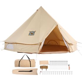 Canvas Bell Tent, 4 Seasons 7 m/22.97 ft Yurt Tent, Canvas Tent for Camping with Stove Jack, Breathable Tent Holds up to 12 People Canvas Bell Tent, 4 Seasons 7 m/22.97 ft Yurt Tent, Canvas Tent for Camping with Stove Jack, Breathable Tent Holds up to 12 People